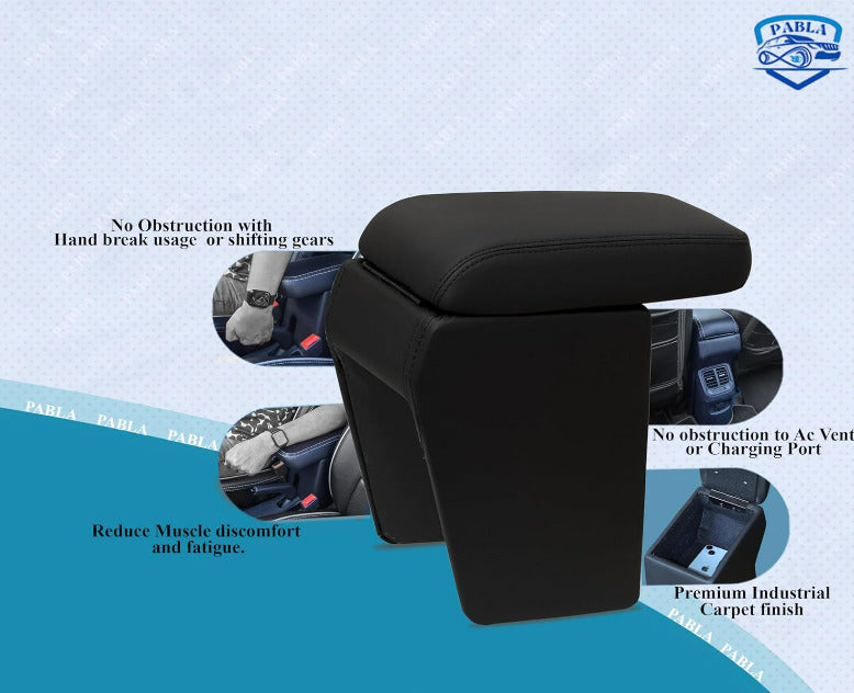 Pabla High-End Car Center Armrest with Storage Compartment and Ultimate Comfort only For TATA PUNCH.EV (Black Color)Premium Comfort Padding, Spacious Storage Compartment, Easy Installation