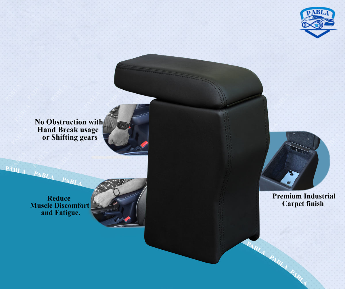 Pabla Armrest with Storage Compartment | Premium Comfort & Strong Build | Easy Installation Arm Rest Console Box for Ford Aspire Freestyle New Figo 2018+ – Black