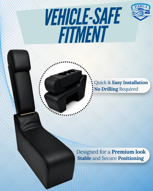 Pabla Car Center External Seat & Premium Armrest with 2 Bottle/Glass and Mobile Holder compatible with (NEXA XL6, Black)