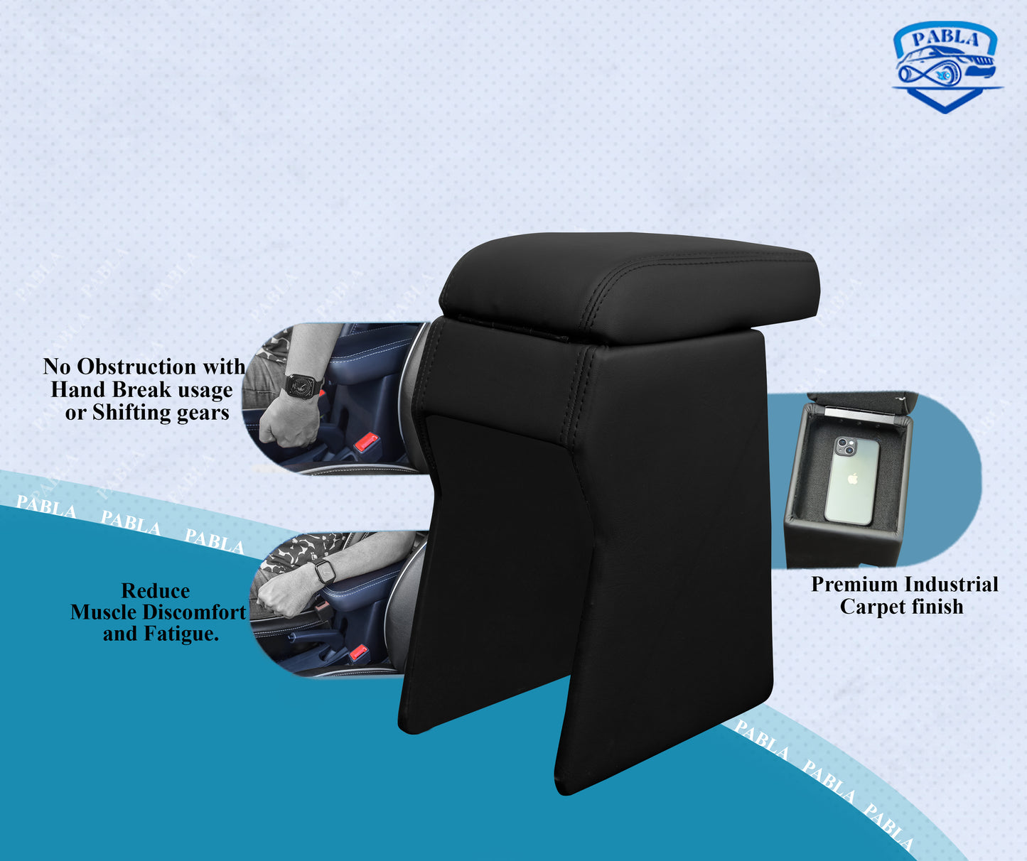PABLA Car Center Armrest compatible with NEXA OLD BREZZA 2016-2022, S-CROSS, GRAND VITARA, TOYOTA HYRYDER , Black, Premium Comfort Padding, Spacious Storage Compartment, Easy Installation