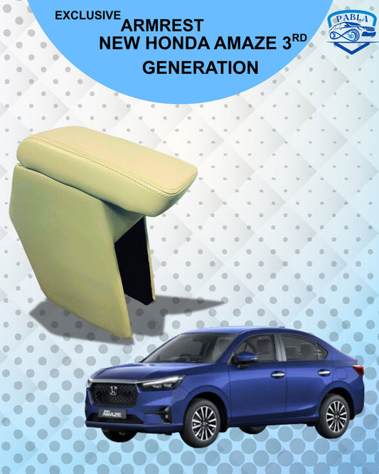 PABLA Car Center Armrest compatible with HONDA New AMAZE 2025-26 (V,VX,ZX,MODELS) BEIGE, Premium Comfort Padding, Spacious Storage Compartment, Easy Installation