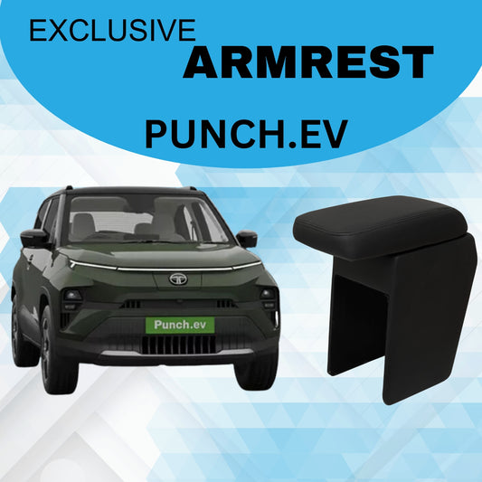 Pabla High-End Car Center Armrest with Storage Compartment and Ultimate Comfort only For TATA PUNCH.EV (Black Color)Premium Comfort Padding, Spacious Storage Compartment, Easy Installation