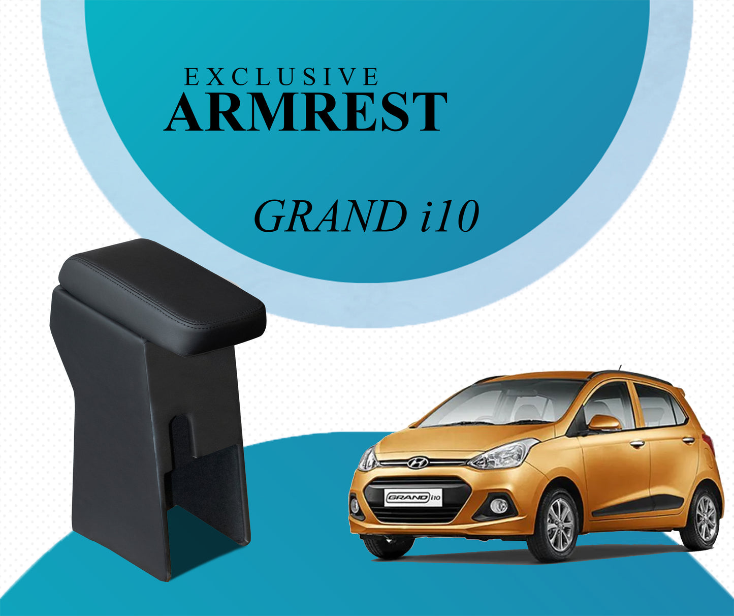 PABLA Car Center Armrest compatible with HYUNDAI- i-10 Grand, Grand Nios, New Sentro 2019 to 2026 model, Aura, X-cent,  Black, Premium Comfort Padding, Spacious Storage Compartment, Easy Installation