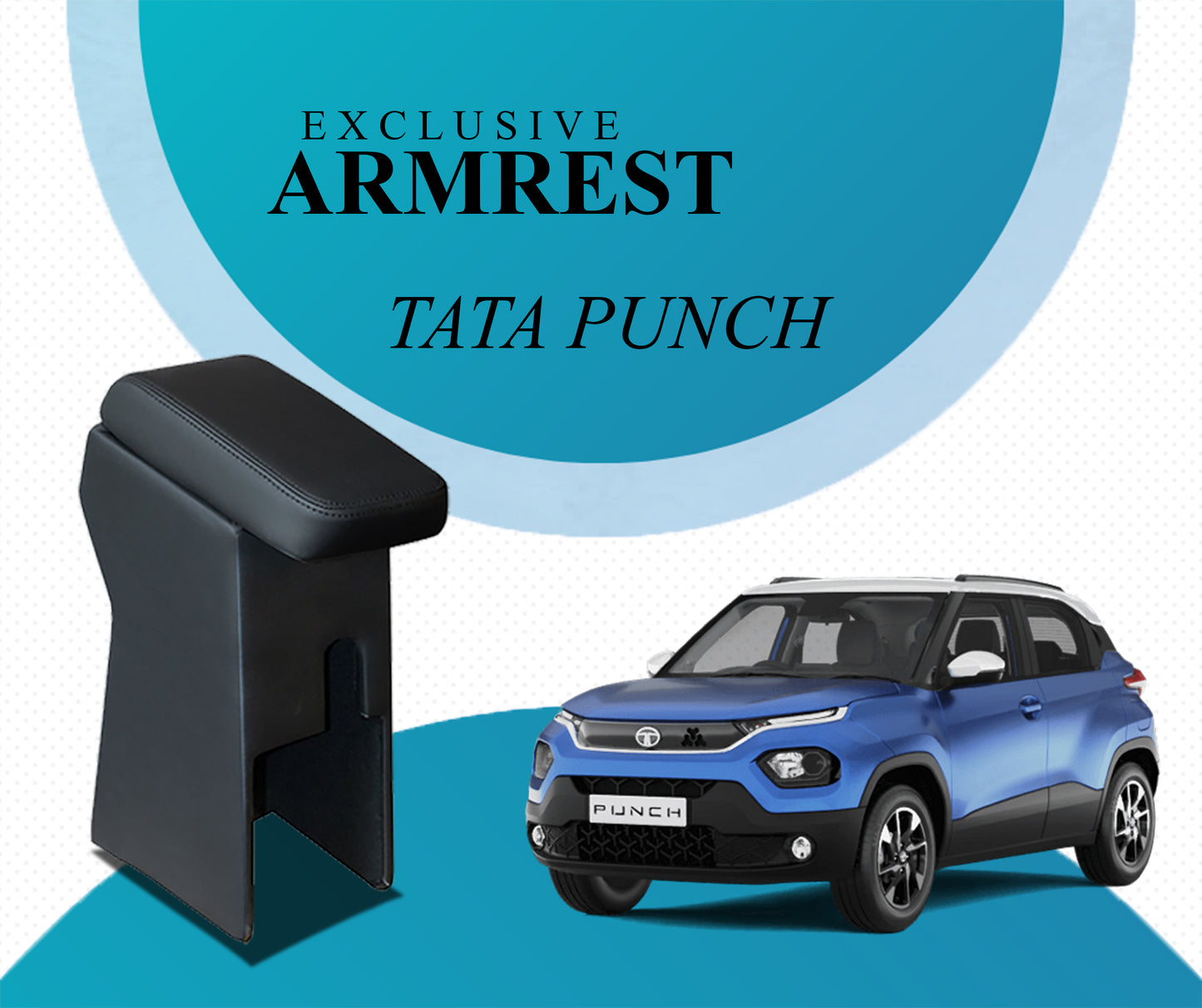 Pabla 2.0 High-End Car Center Armrest with Storage Compartment and Ultimate Comfort for TATA PUNCH (Not For Punch.ev) (Black Color)Premium Comfort Padding, Spacious Storage Compartment, Easy Installation