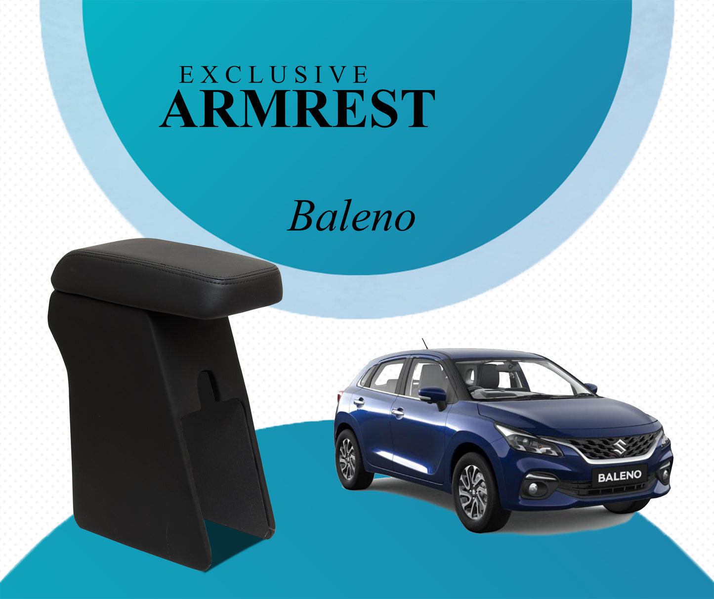 PABLA Car Center Armrest compatible with NEXA BALENO (BLACK) Premium Comfort Padding, Spacious Storage Compartment, Easy Installation