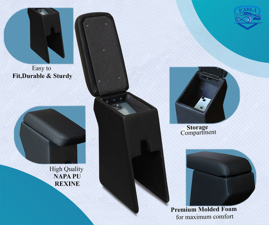 PABLA Car Center Armrest compatible with Maruti Suzuki Fronx (BLACK) Premium Comfort Padding, Spacious Storage Compartment, Easy Installation