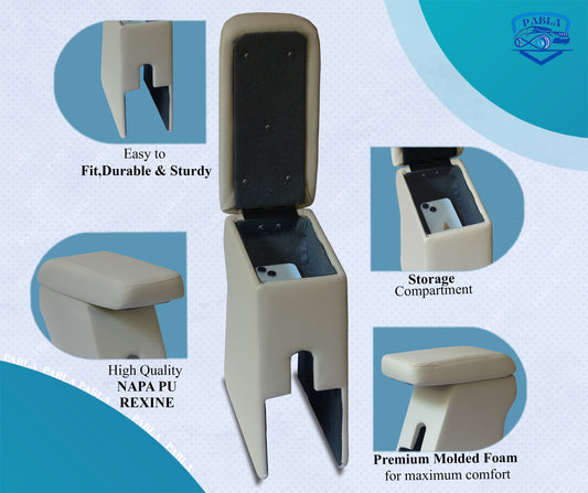 PABLA Car Center Armrest compatible with MARUTI SWIFT DZIRE 2017+ all Models NEW SWIFT 2024 ZXI,ZXI+ MODELS BEIGE, Premium Comfort Padding, Spacious Storage Compartment, Easy Installation