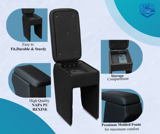 PABLA Car Center Armrest compatible with TATA NEXON  (BLACK COLOR), Premium Comfort Padding, Spacious Storage Compartment, Easy Installation