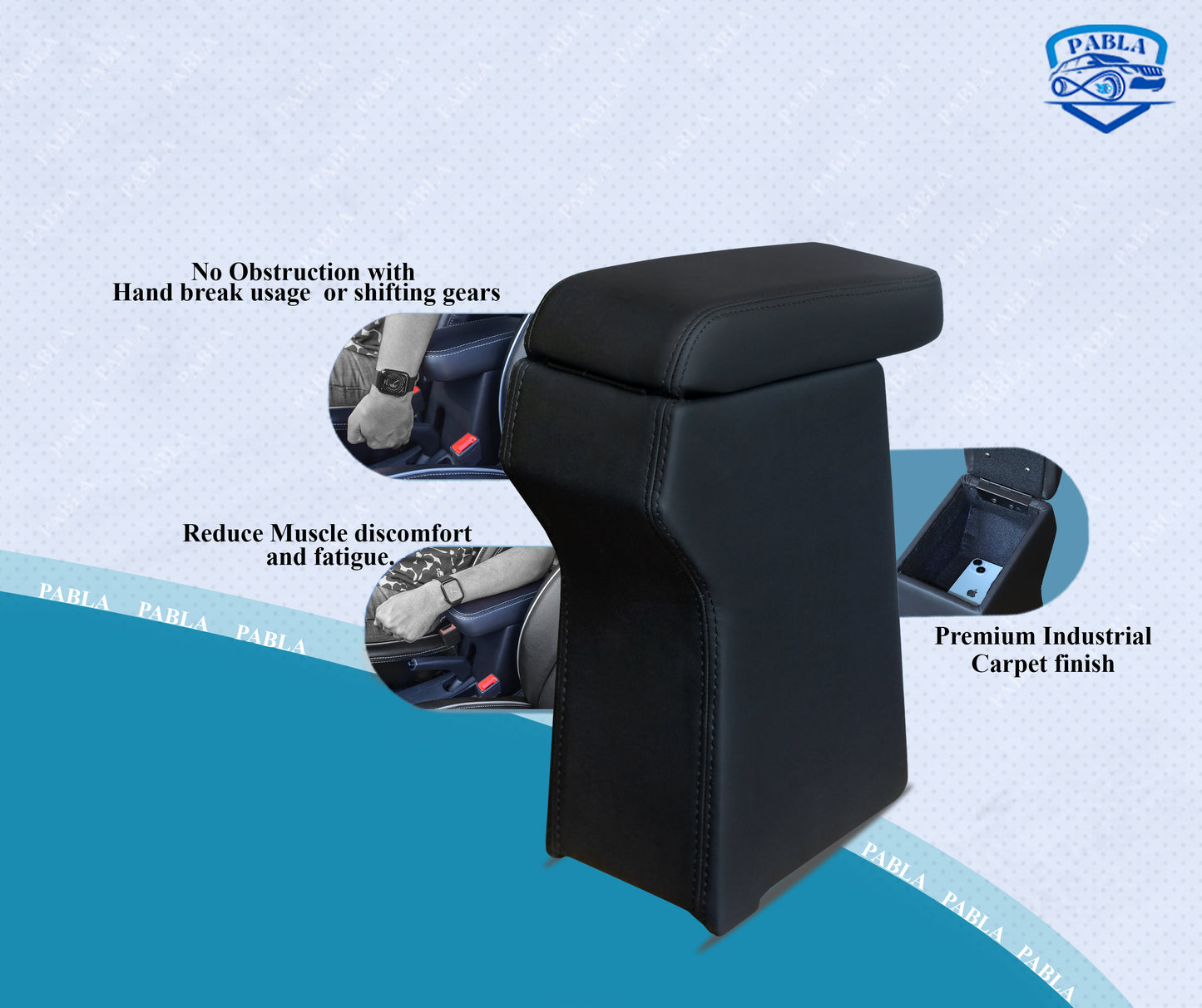 Pabla 2.0 High-End Car Center Armrest with Storage Compartment and Ultimate Comfort for TATA PUNCH (Not For Punch.ev) (Black Color)Premium Comfort Padding, Spacious Storage Compartment, Easy Installation