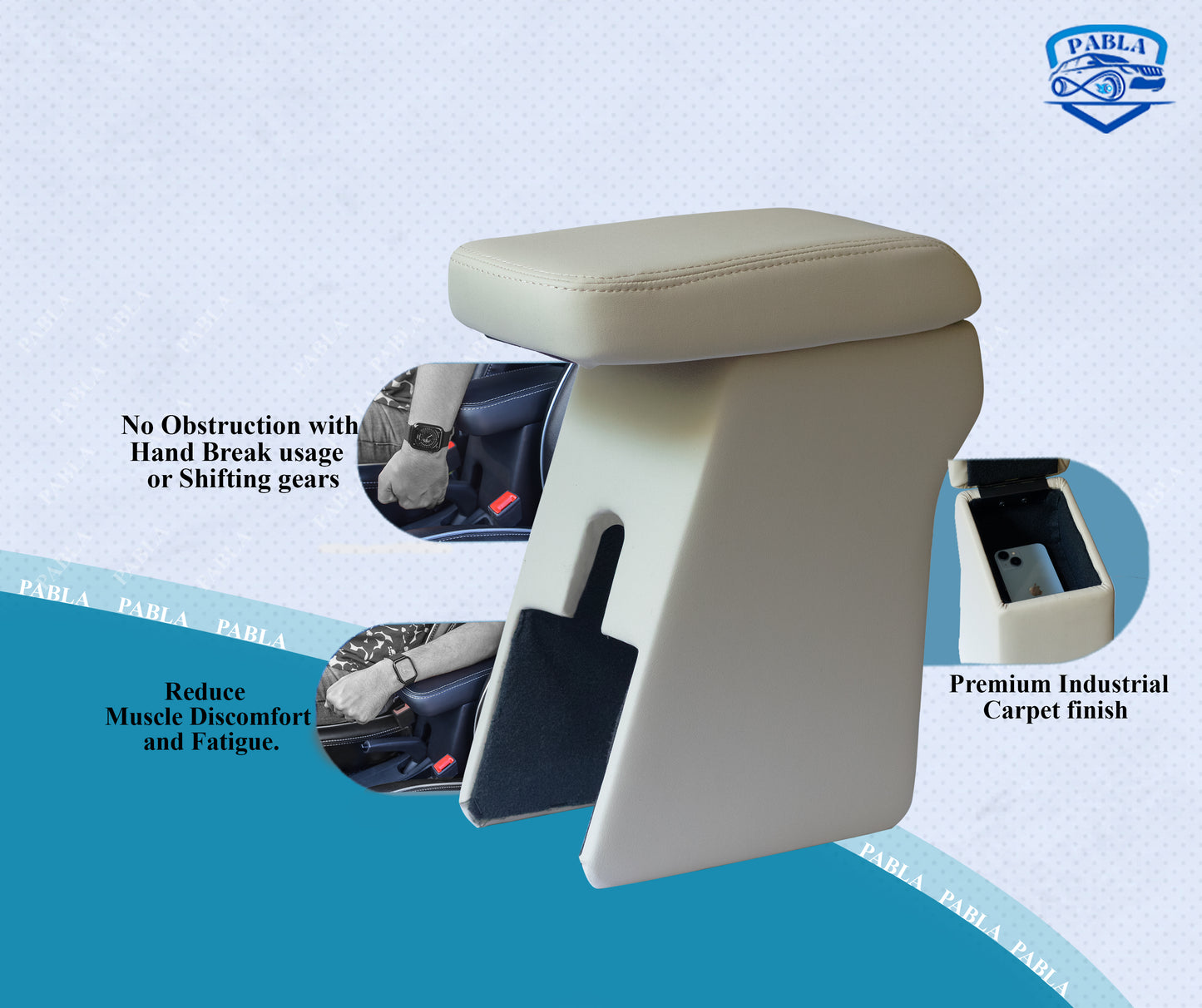 PABLA Car Center Armrest compatible with MARUTI SWIFT DZIRE 2017+ all Models NEW SWIFT 2024 ZXI,ZXI+ MODELS BEIGE, Premium Comfort Padding, Spacious Storage Compartment, Easy Installation